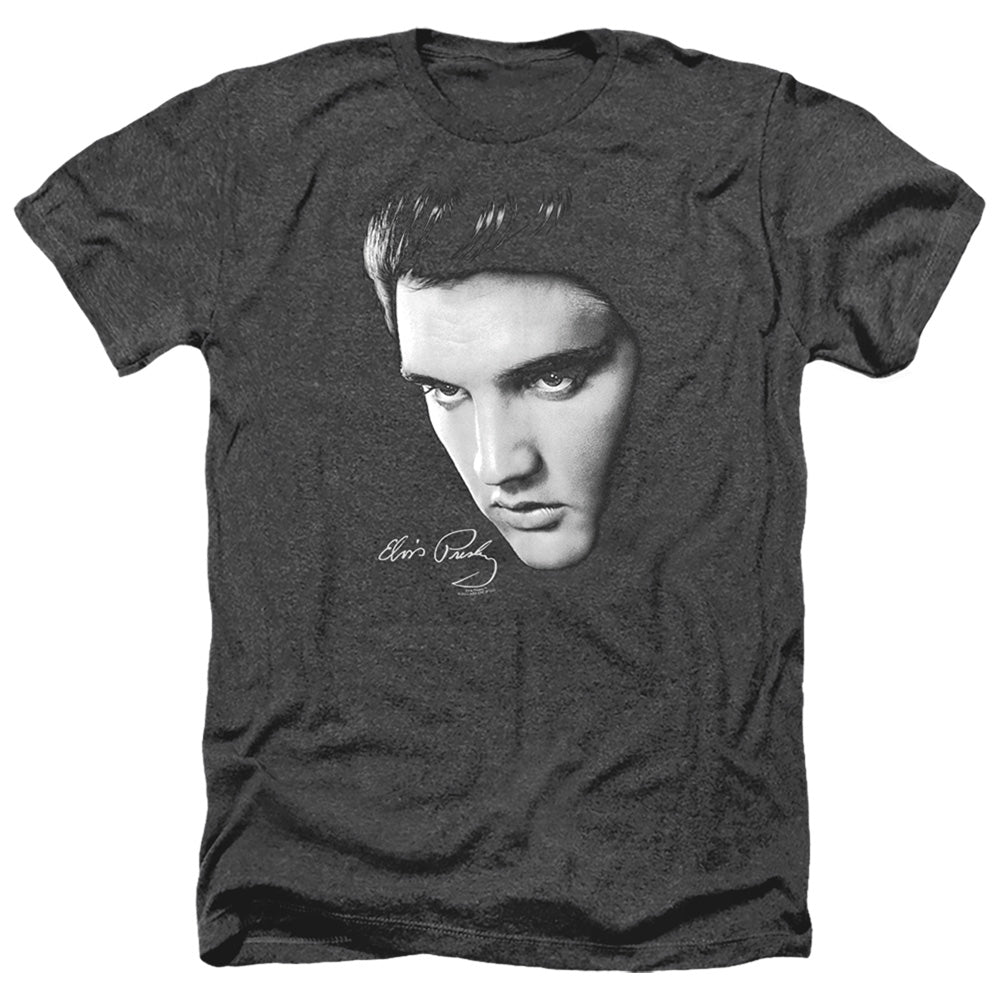 Elvis Presley - Face - Adult Heather-black
