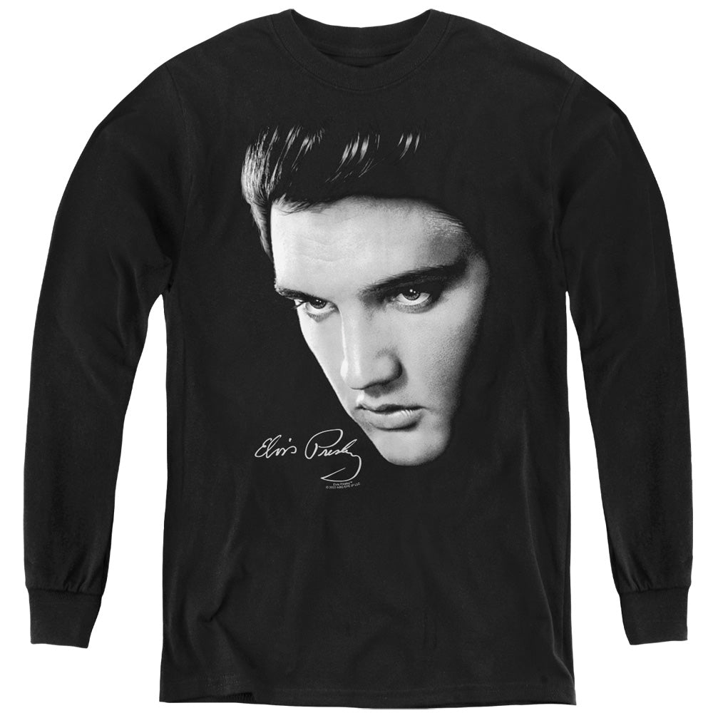 Elvis Presley - Face - Youth Long Sleeve Tee - Black