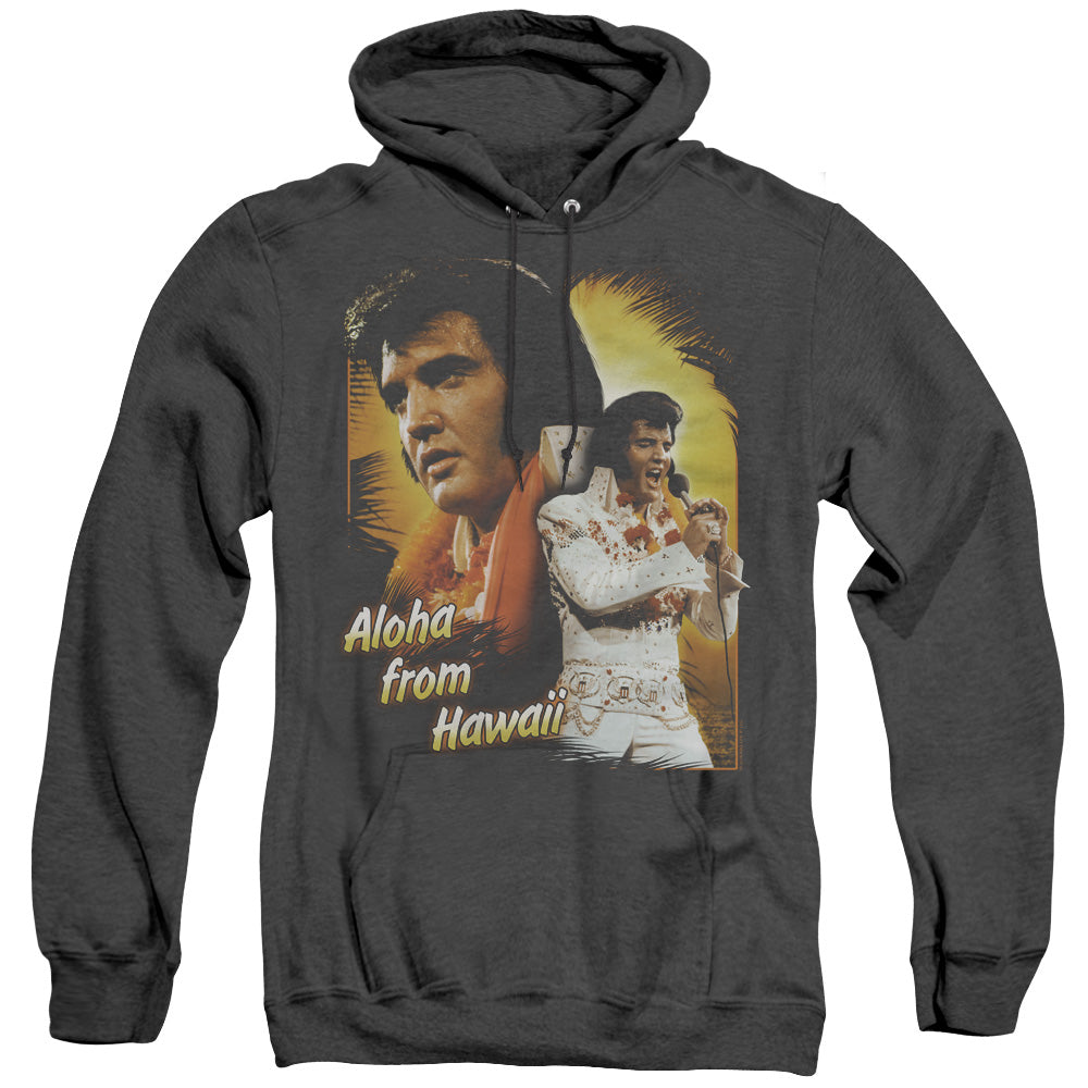Elvis Presley - Aloha - Adult Heather Hoodie - Black
