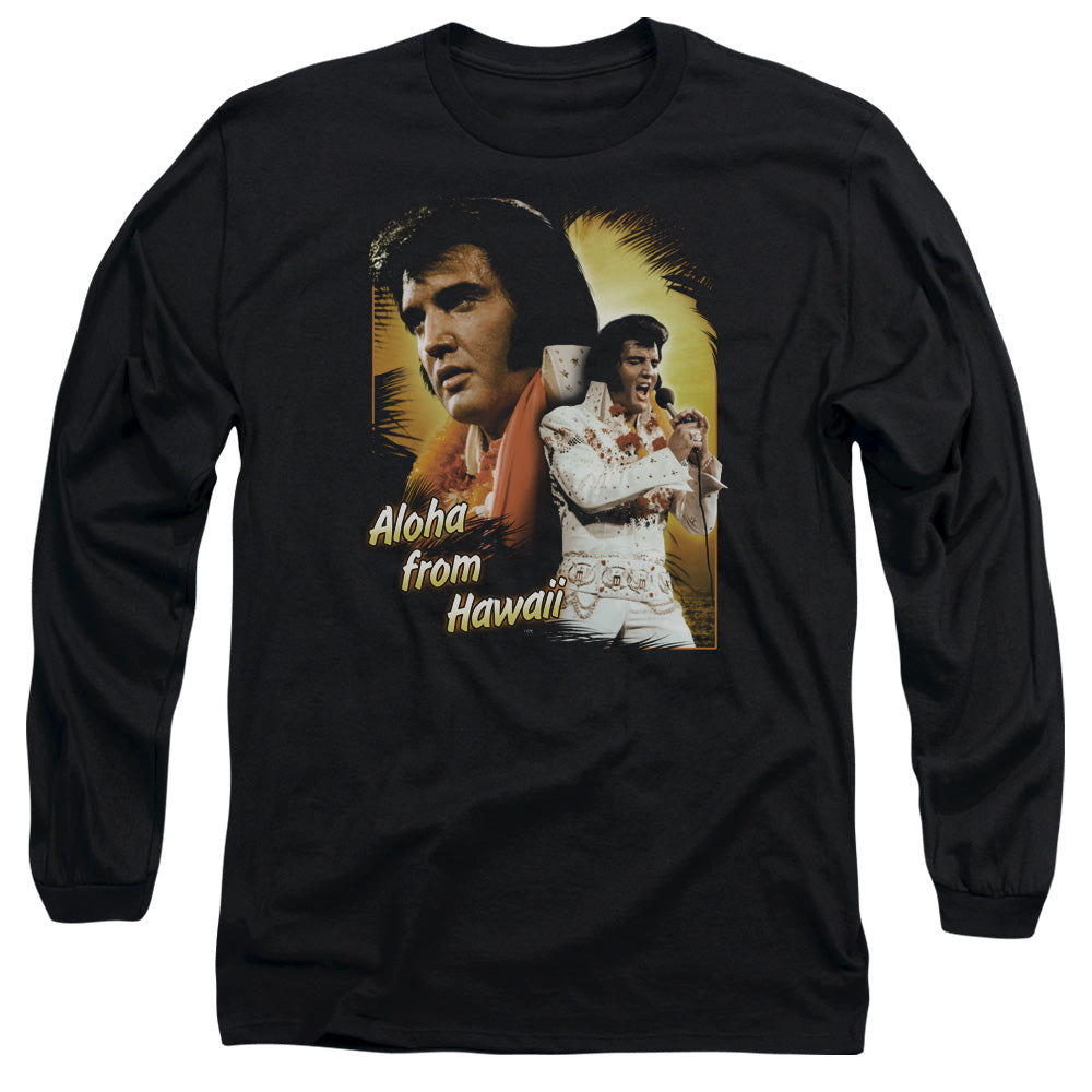 Elvis Presley - Aloha - Long Sleeve Adult 18/1 - Black T-shirt