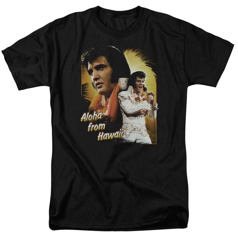 Elvis Presley - Aloha - Short Sleeve Adult 18/1 - Black T-shirt