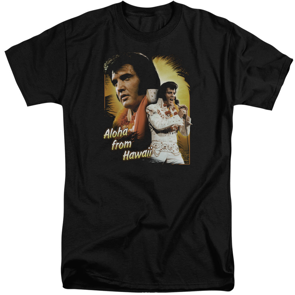 Elvis Presley - Aloha - Short Sleeve Adult Tall - Black T-shirt