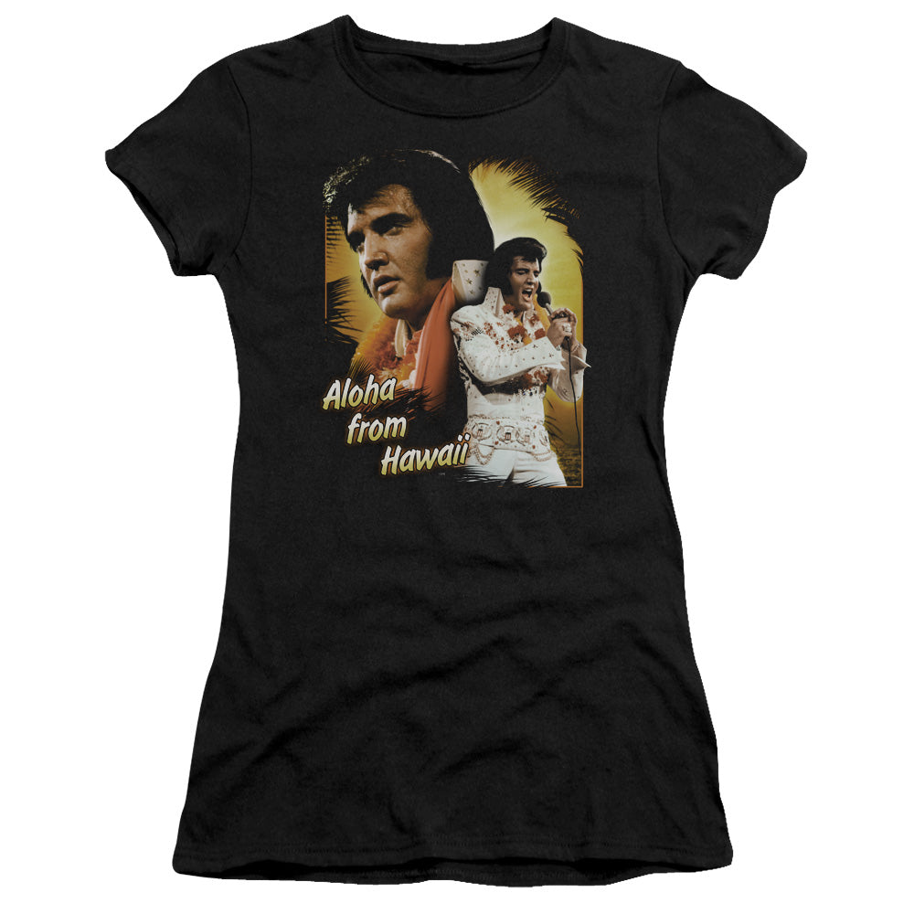 Elvis Presley - Aloha - Short Sleeve Junior Sheer - Black T-shirt