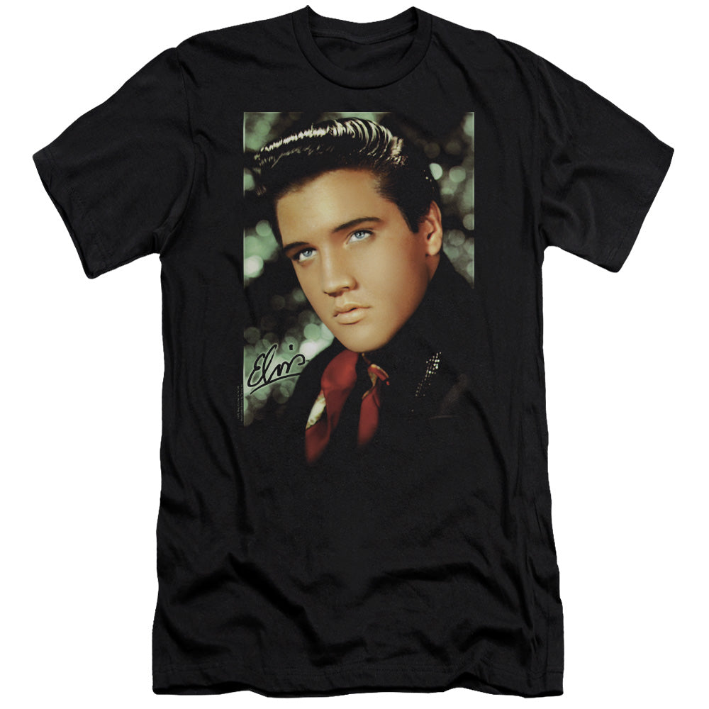 Elvis Presley - Red Scarf - Short Sleeve Adult 30/1 - Black T-shirt