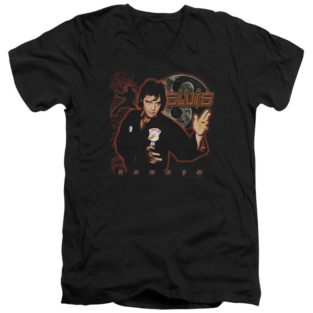 Elvis Presley - Karate - Short Sleeve Adult V-neck - Black T-shirt