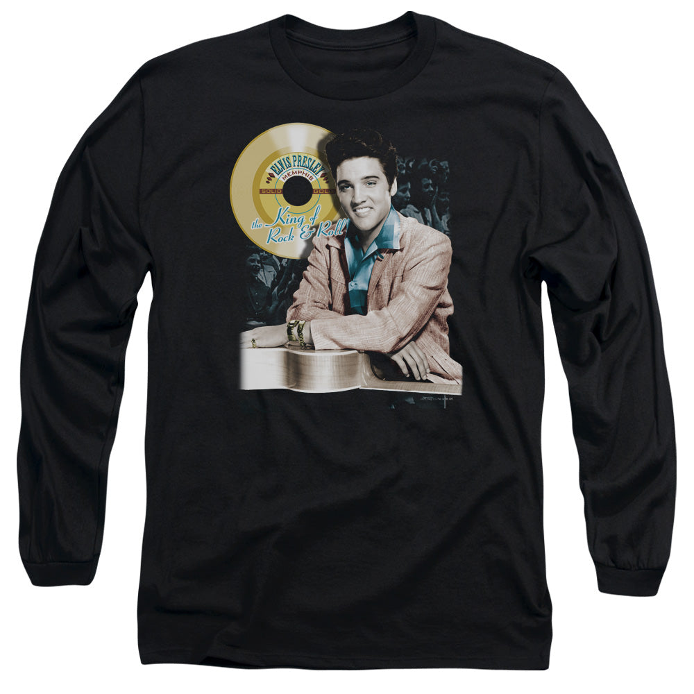 Elvis Presley - Gold Record - Long Sleeve Adult 18/1 - Black T-shirt