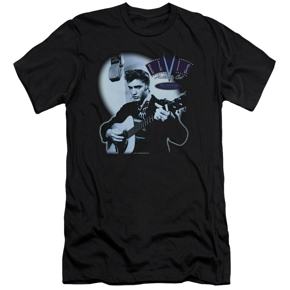 Elvis Presley - Hillbilly Cat-premuim Canvas Adult Slim Fit 30/1 - Black