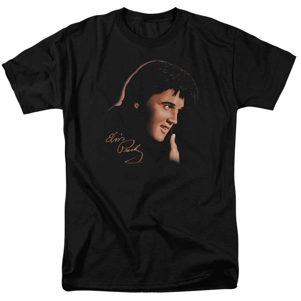 Elvis Presley - Warm Portrait - Short Sleeve Adult 18/1 - Black T-shirt