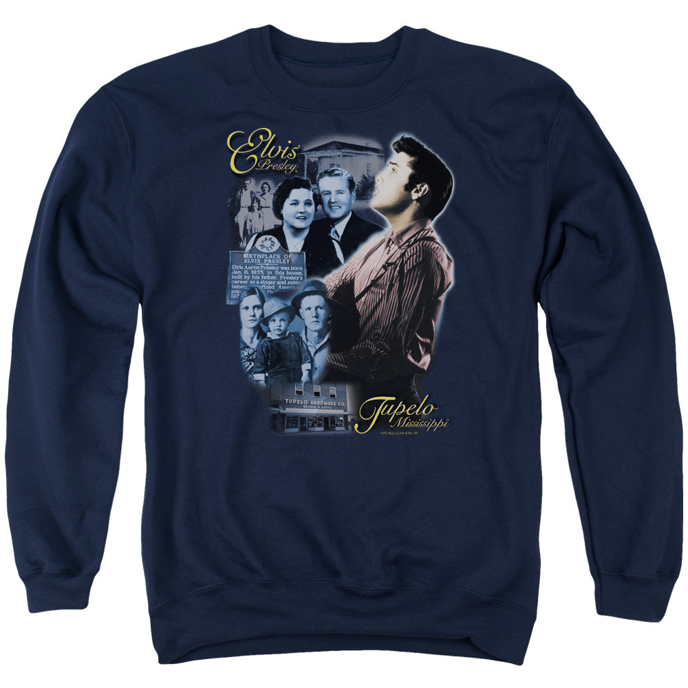 Elvis Presley - Tupelo - Adult Crewneck Sweatshirt - Navy