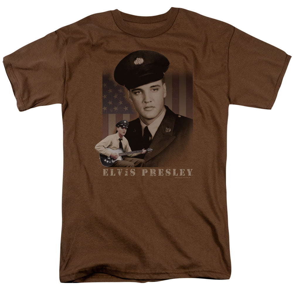 Elvis Presley - Gi Elvis - Short Sleeve Adult 18/1 - Coffee T-shirt