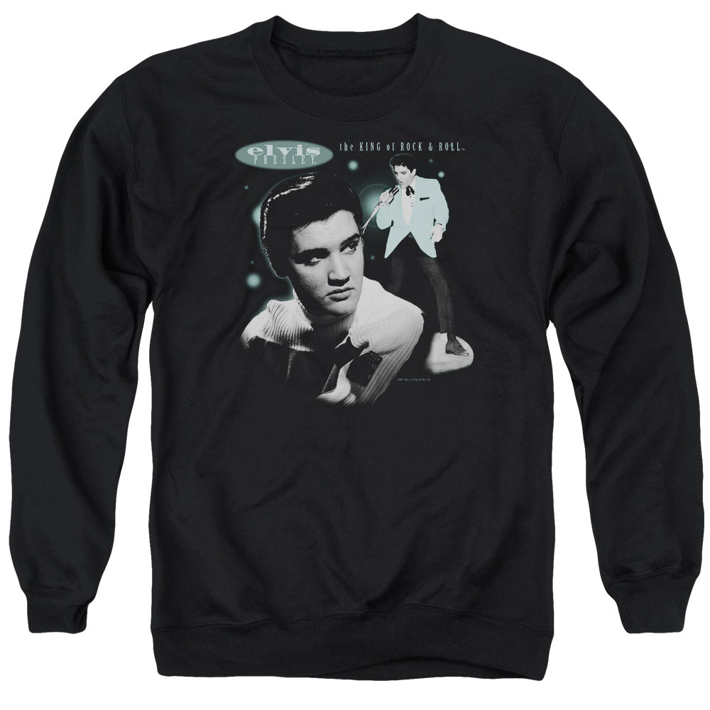 Elvis Presley - Teal Portrait - Adult Crewneck Sweatshirt - Black