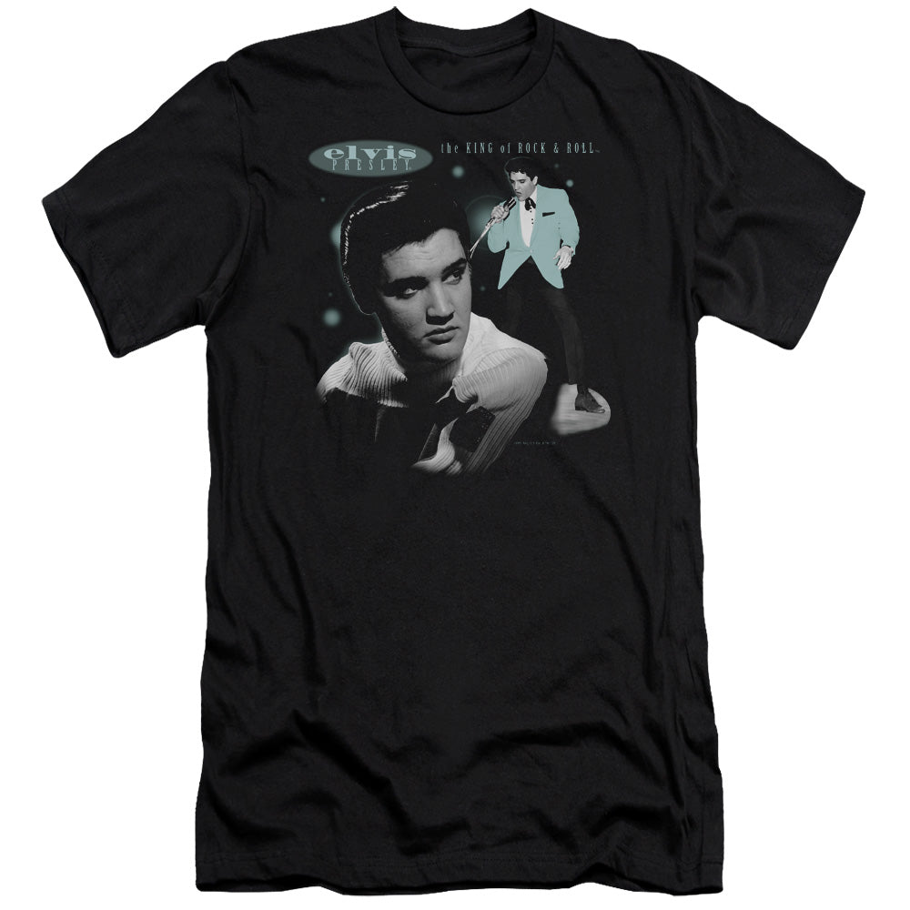 Elvis Presley - Teal Portrait-premuim Canvas Adult Slim Fit 30/1 - Black