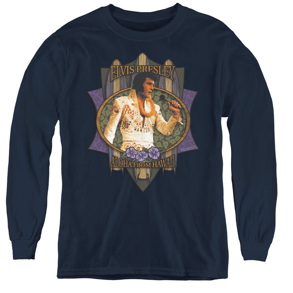 Elvis Presley - Aloha From Hawaii - Youth Long Sleeve Tee - Navy