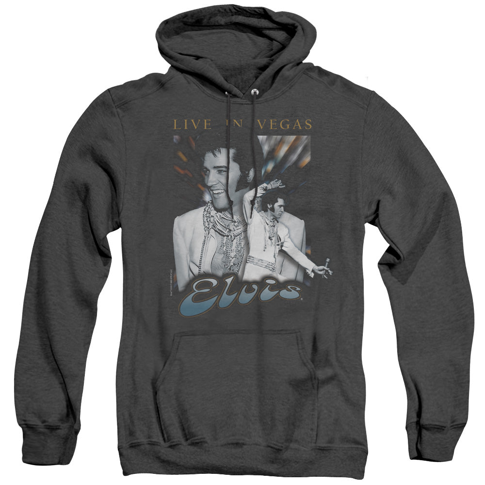 Elvis Presley - Live In Vegas - Adult Heather Hoodie - Black
