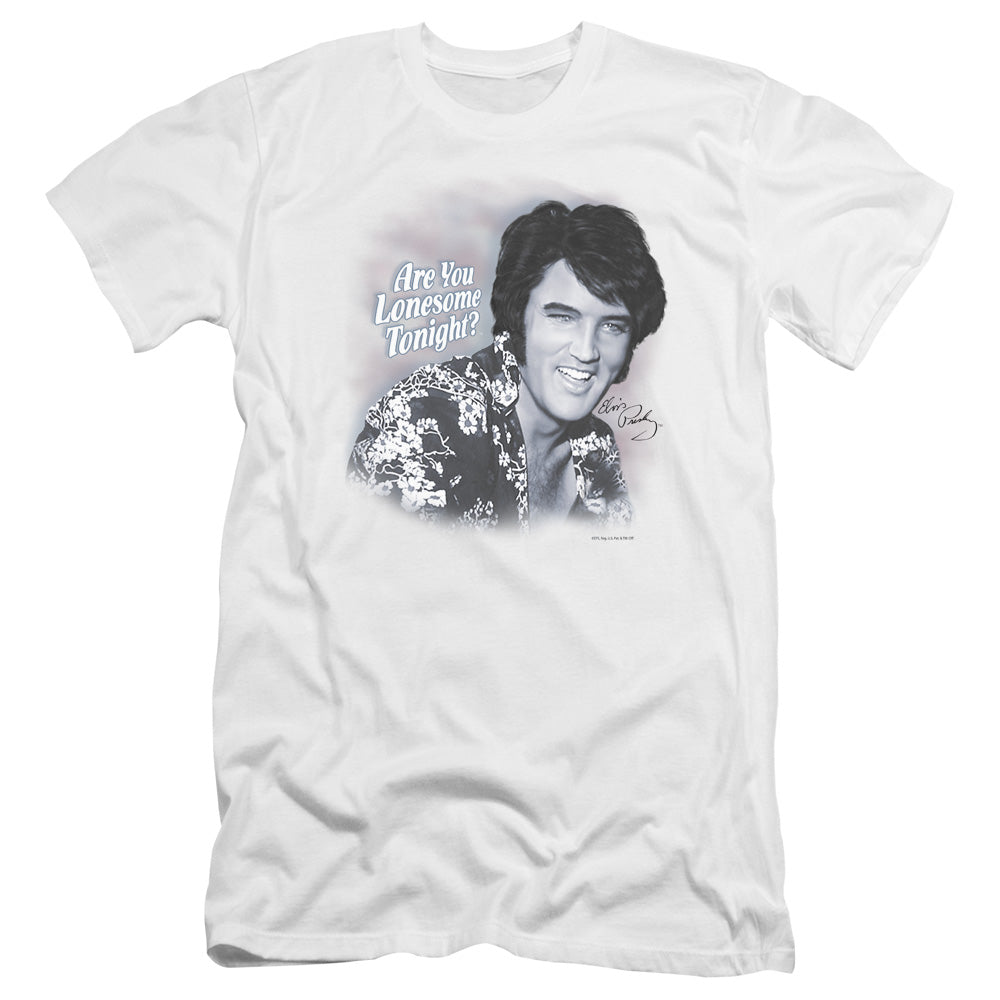 Elvis Presley - Lonesome Tonight-premuim Canvas Adult Slim Fit 30/1 - White