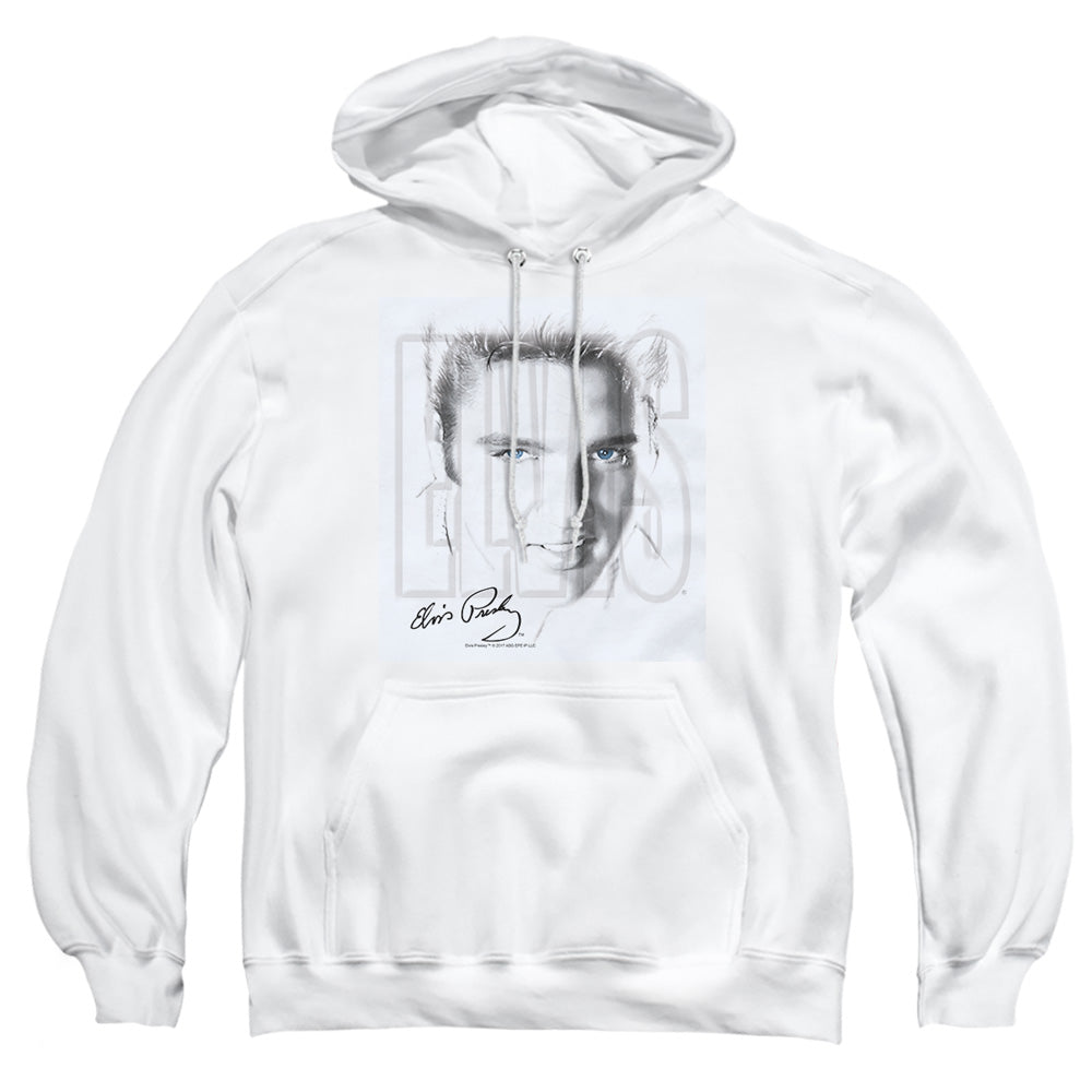 Elvis Presley - Blue Eyes - Adult Pull-over Hoodie - White