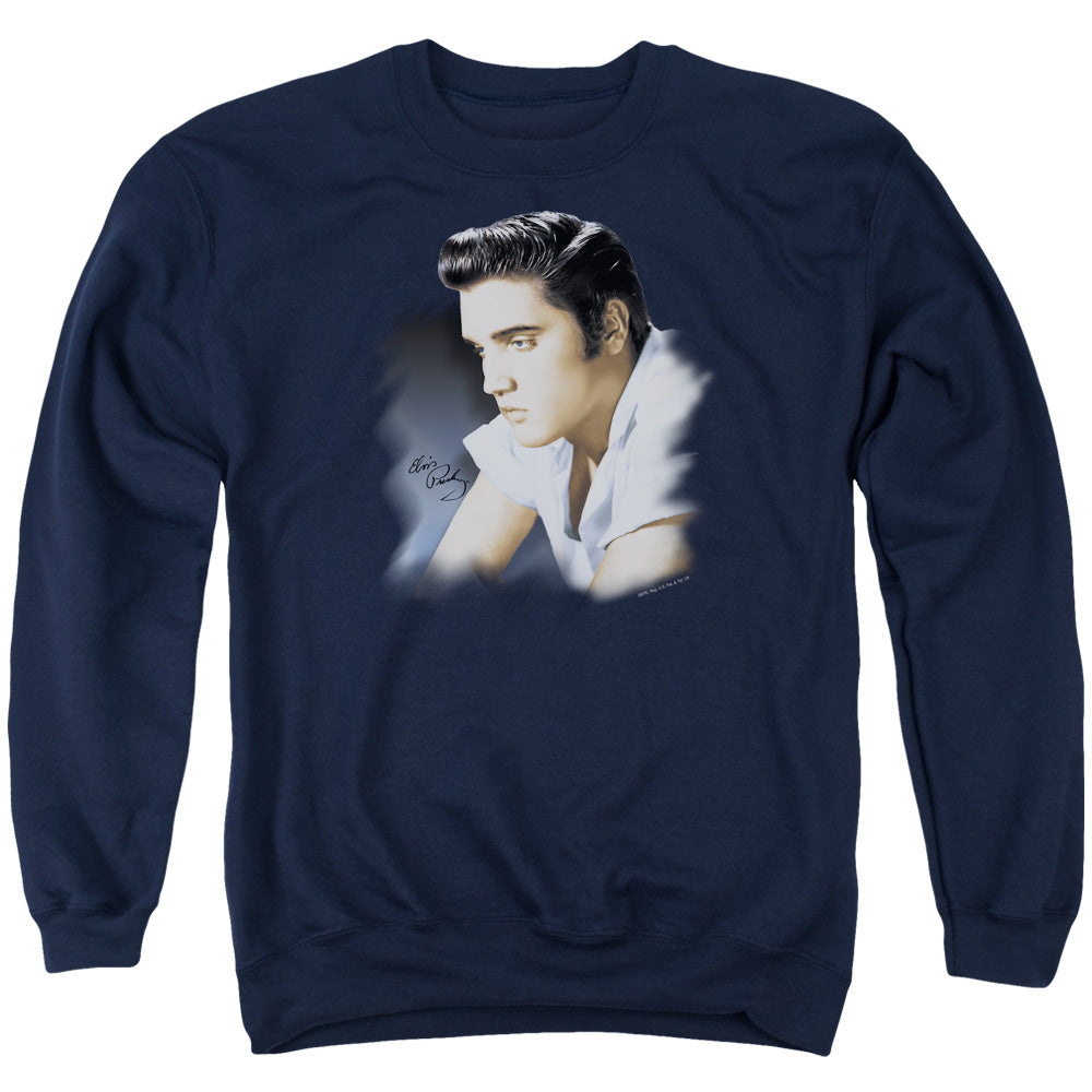 Elvis Presley - Blue Profile - Adult Crewneck Sweatshirt - Navy