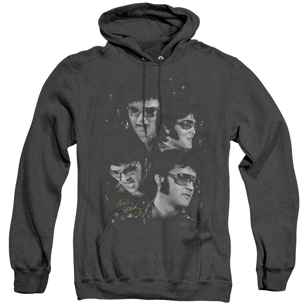 Elvis Presley - Faces - Adult Heather Hoodie - Black