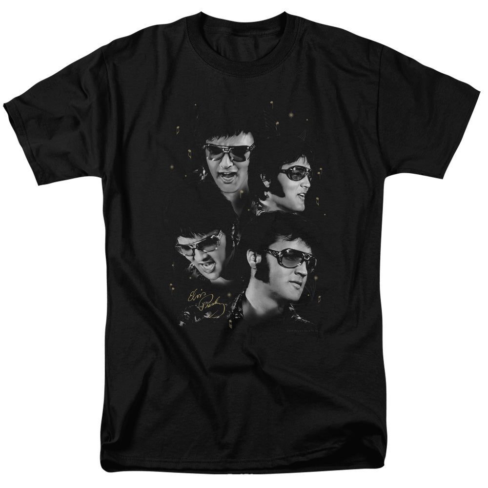 Elvis Presley - Faces - Short Sleeve Adult 18/1 - Black T-shirt