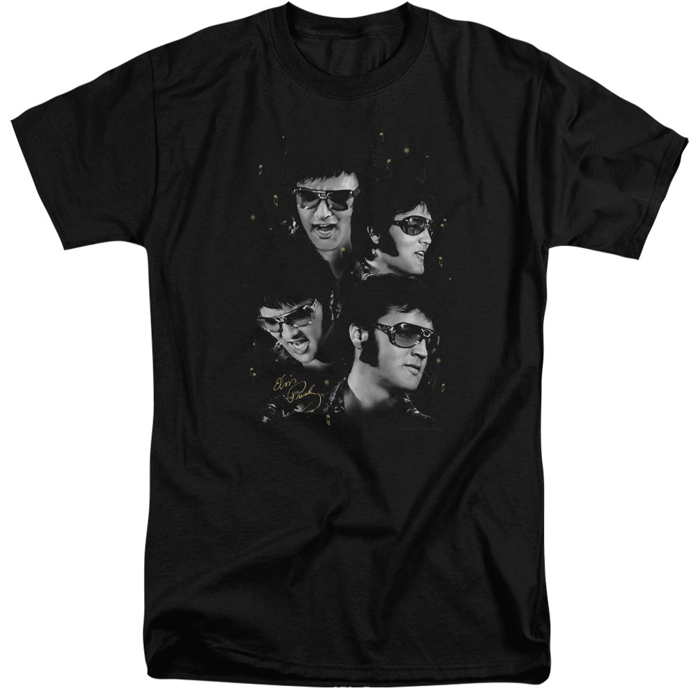 Elvis Presley - Faces - Short Sleeve Adult Tall - Black T-shirt
