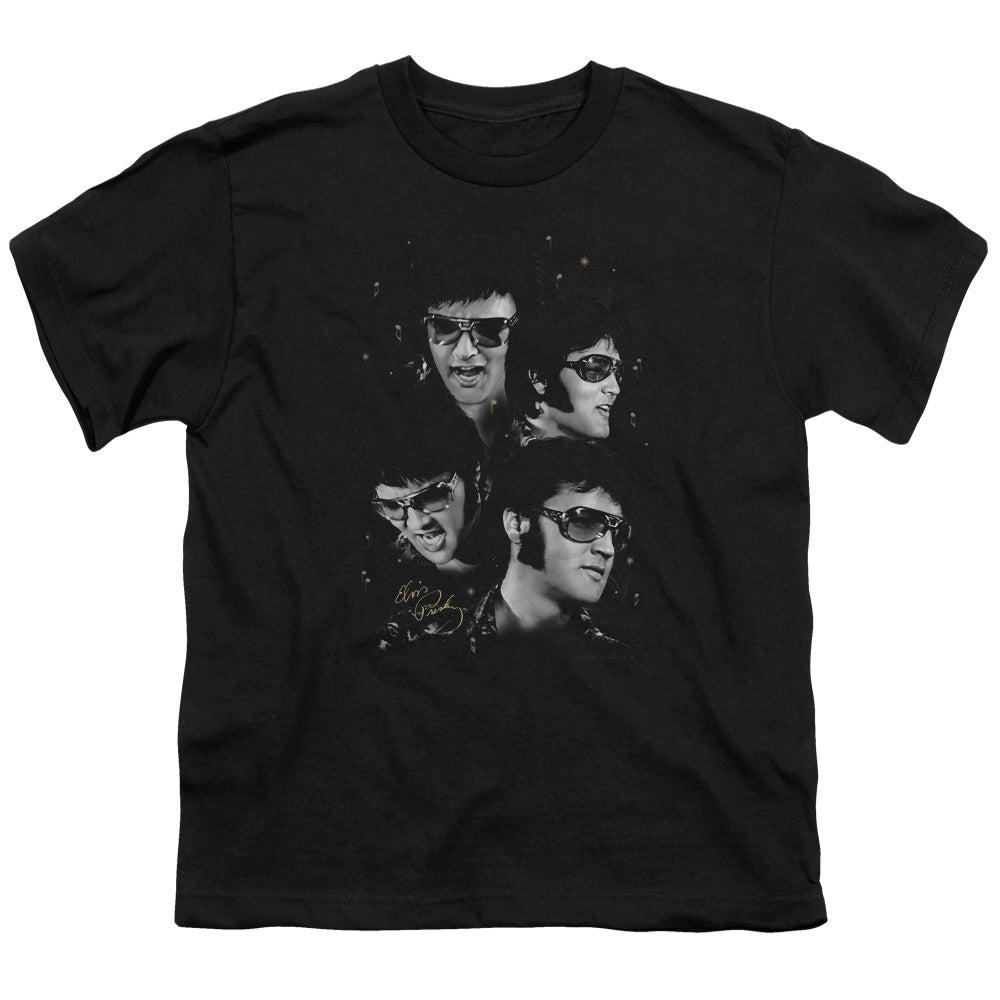 Elvis Presley - Faces - Short Sleeve Youth 18/1 - Black T-shirt