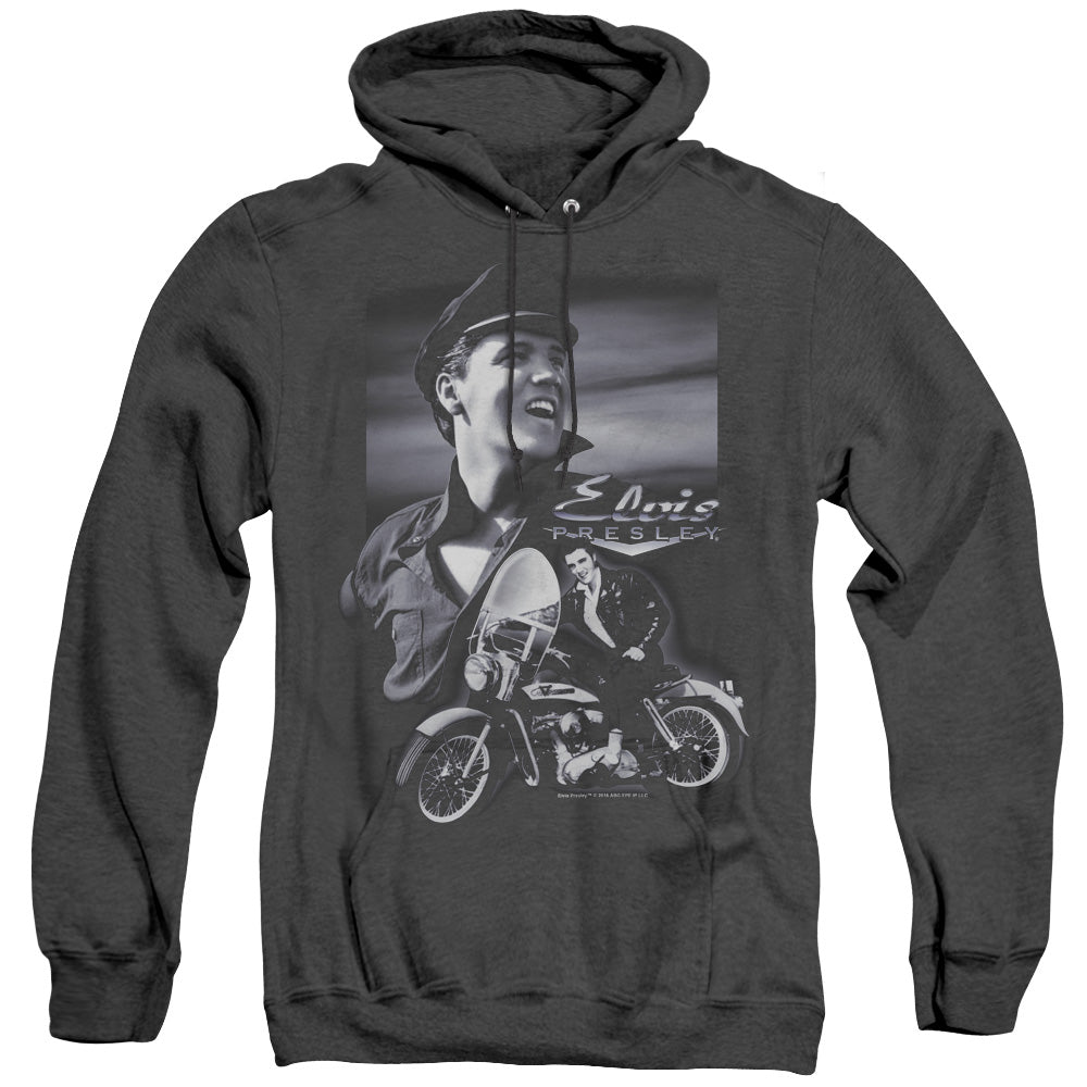 Elvis Presley - Motorcycle - Adult Heather Hoodie - Black