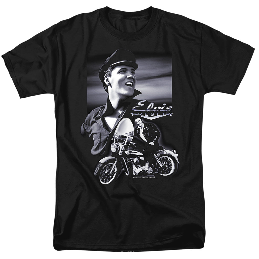 Elvis Presley - Motorcycle - Short Sleeve Adult 18/1 - Black T-shirt