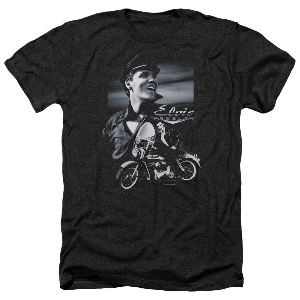 Elvis Presley - Motorcycle - Adult Heather-black