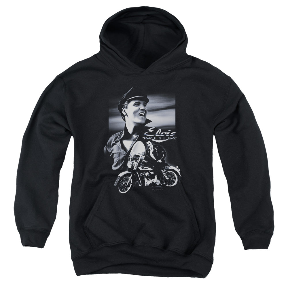 Elvis Presley - Motorcycle - Youth Pull-over Hoodie - Black