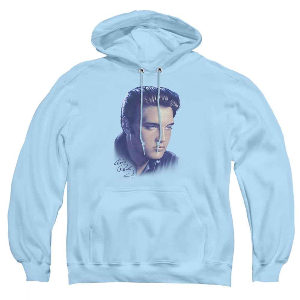 Elvis Presley - Big Portrait - Adult Pull-over Hoodie - Light Blue