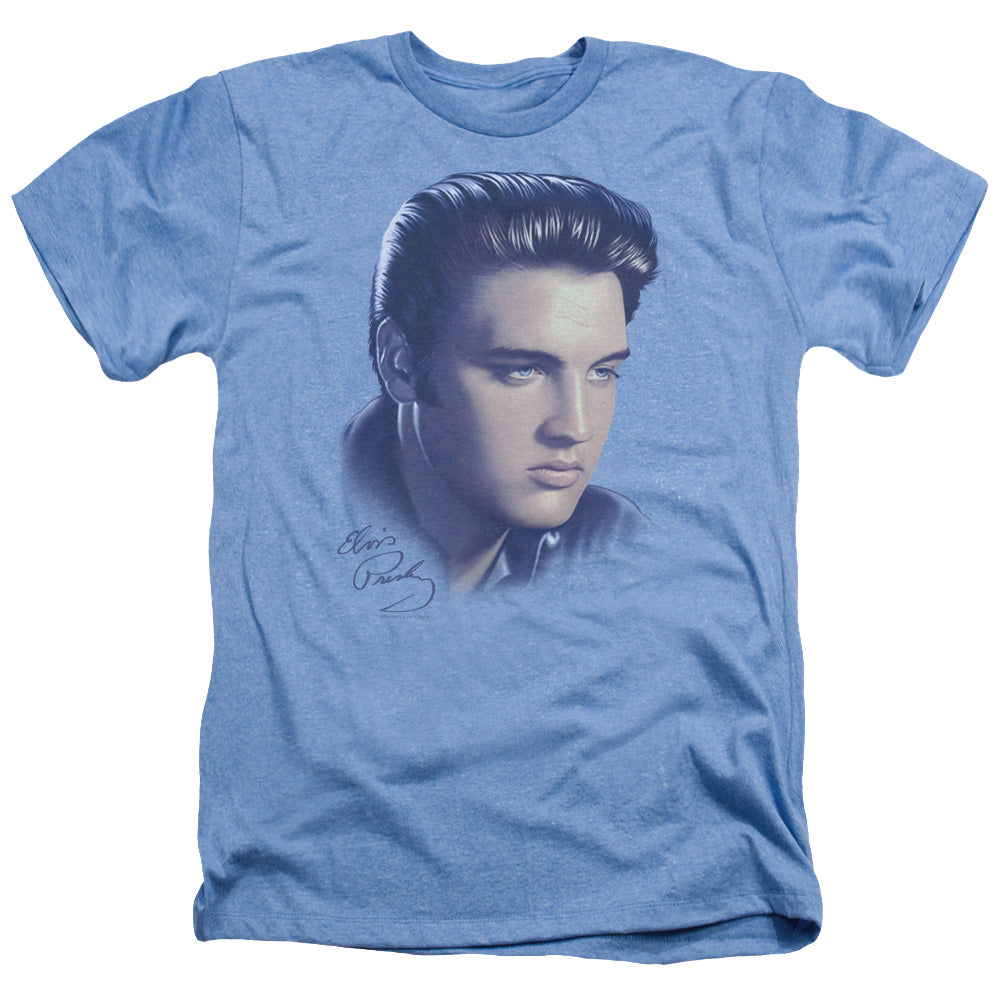 Elvis Presley - Big Portrait - Adult Heather - Light Blue