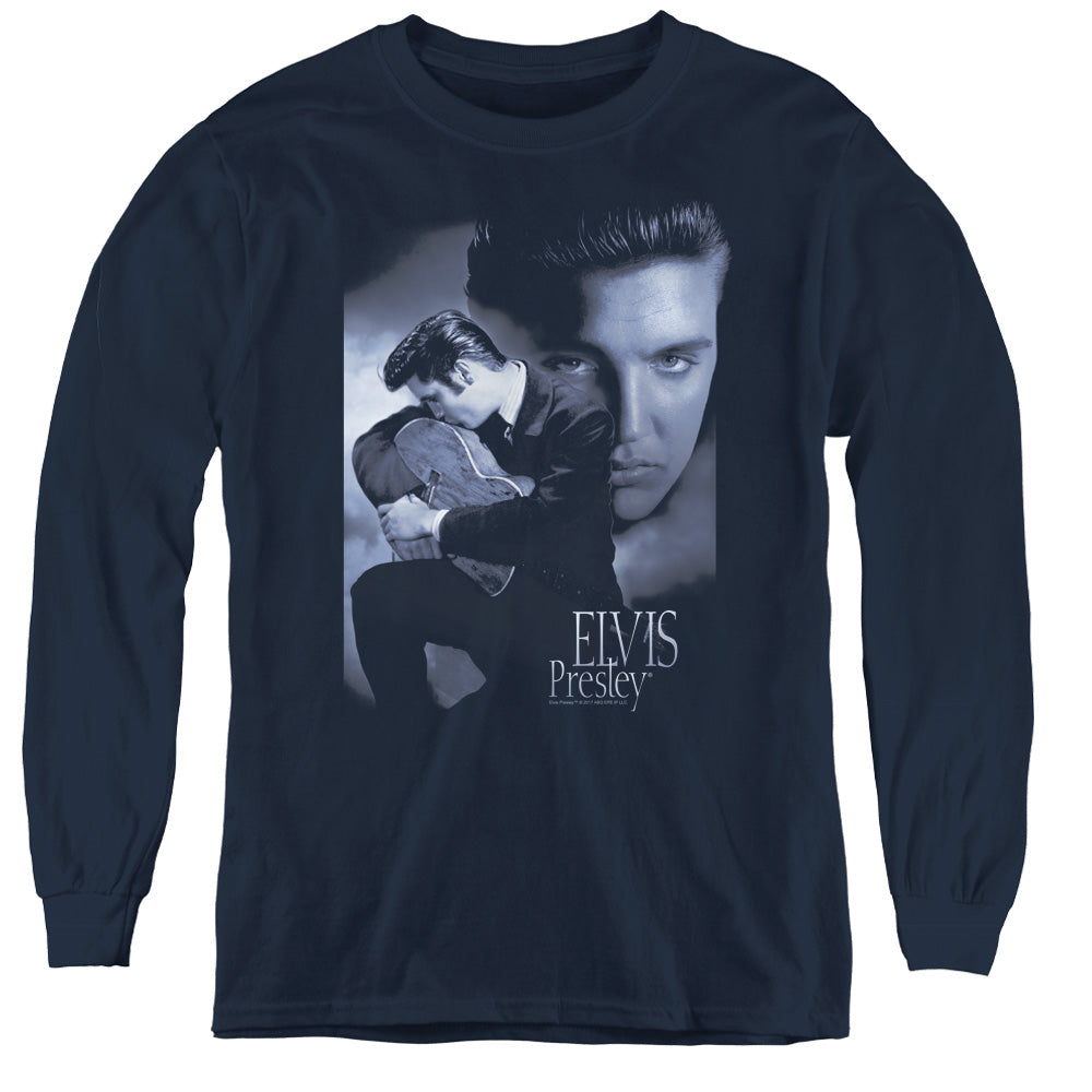 Elvis Presley - Reverent - Youth Long Sleeve Tee - Navy