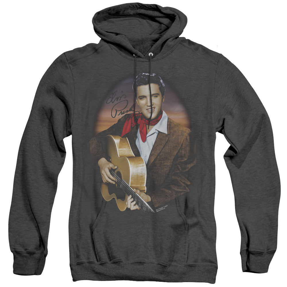 Elvis Presley - Red Scarf #2 - Adult Heather Hoodie - Black