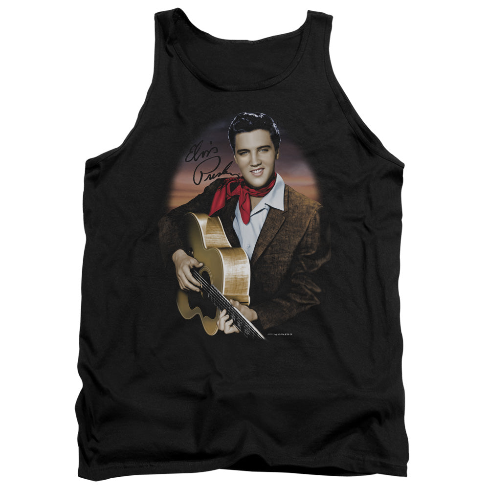Elvis Presley - Red Scarf #2 - Adult Tank - Black