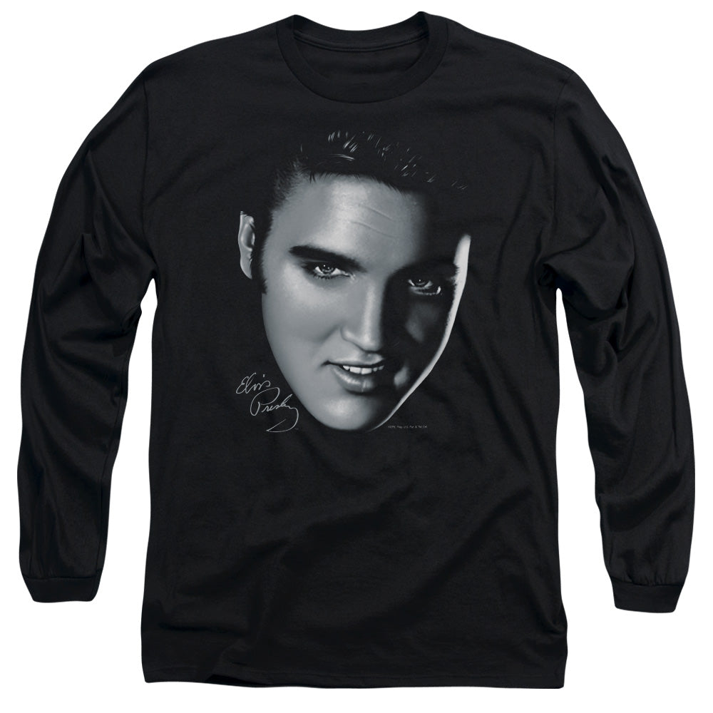 Elvis Presley - Big Face - Long Sleeve Adult 18/1 - Black T-shirt