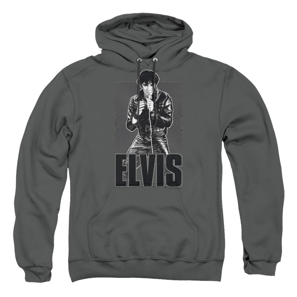 Elvis Presley - Leather - Adult Pull-over Hoodie - Charcoal