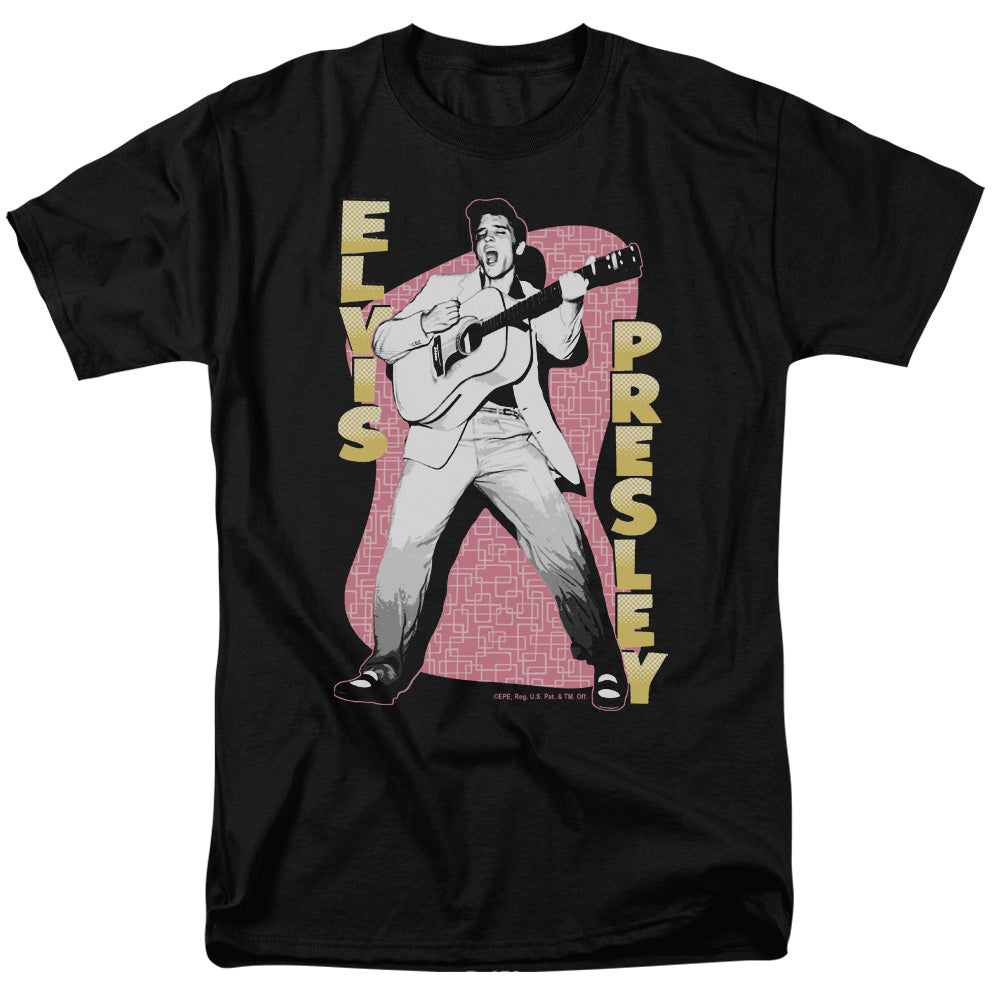 Elvis Presley - Pink Rock - Short Sleeve Adult 18/1 - Black T-shirt