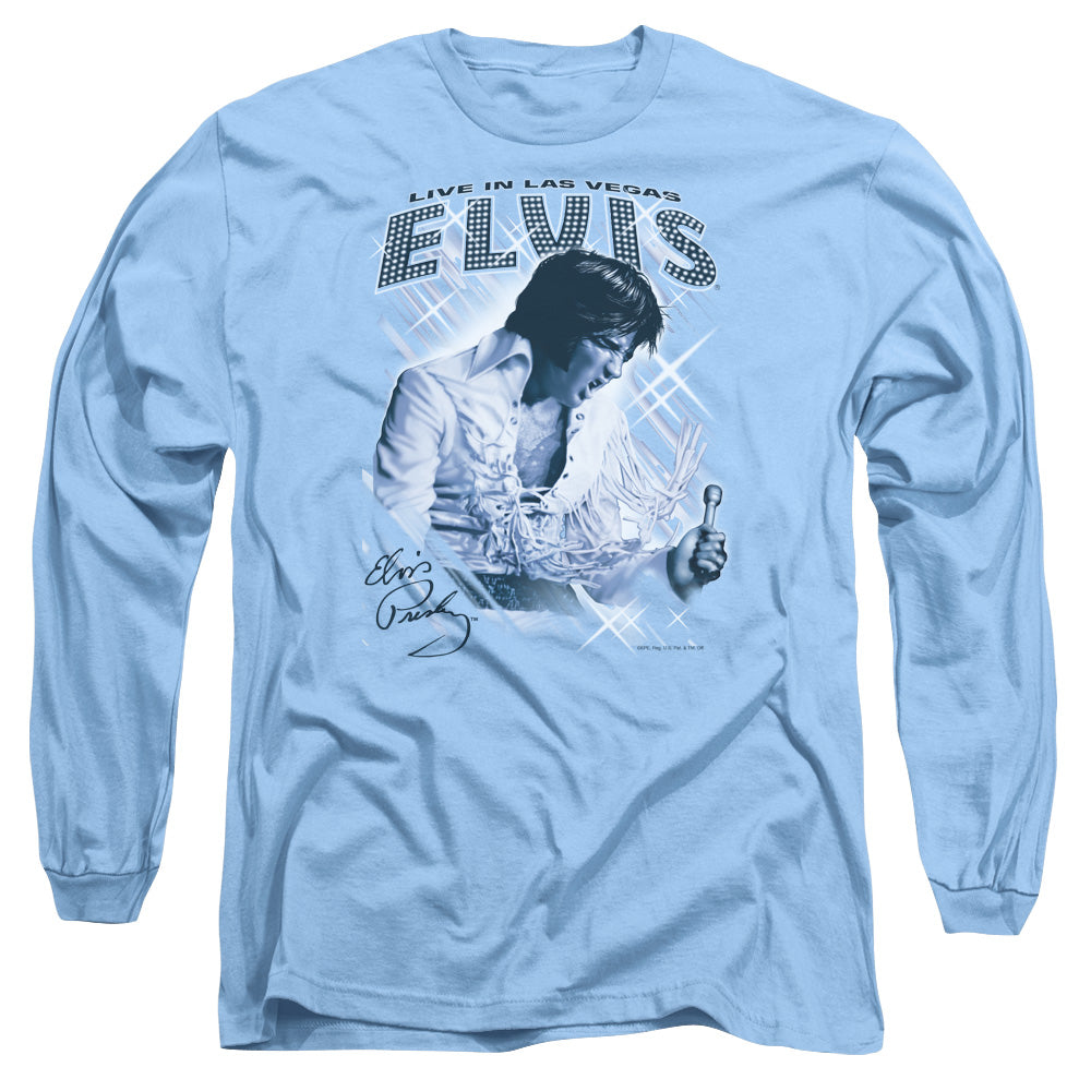 Elvis Presley - Blue Vegas - Long Sleeve Adult 18/1 - Carolina Blue T-shirt