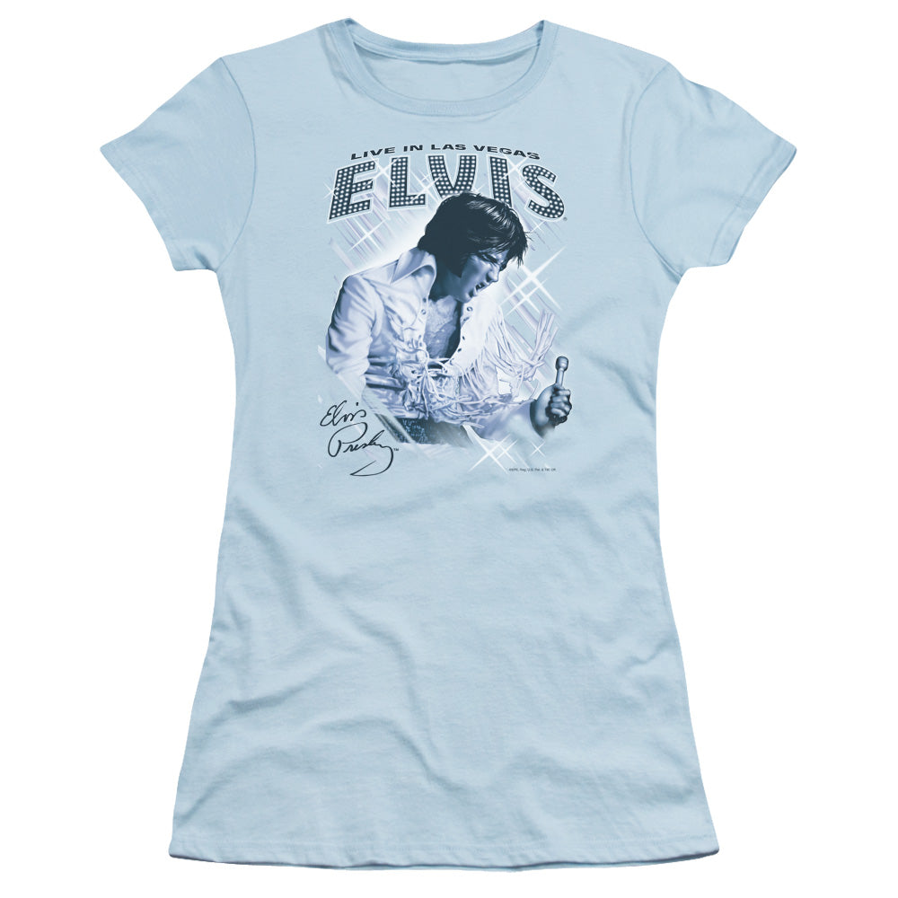 Elvis Presley - Blue Vegas - Short Sleeve Junior Sheer - Light Blue T-shirt