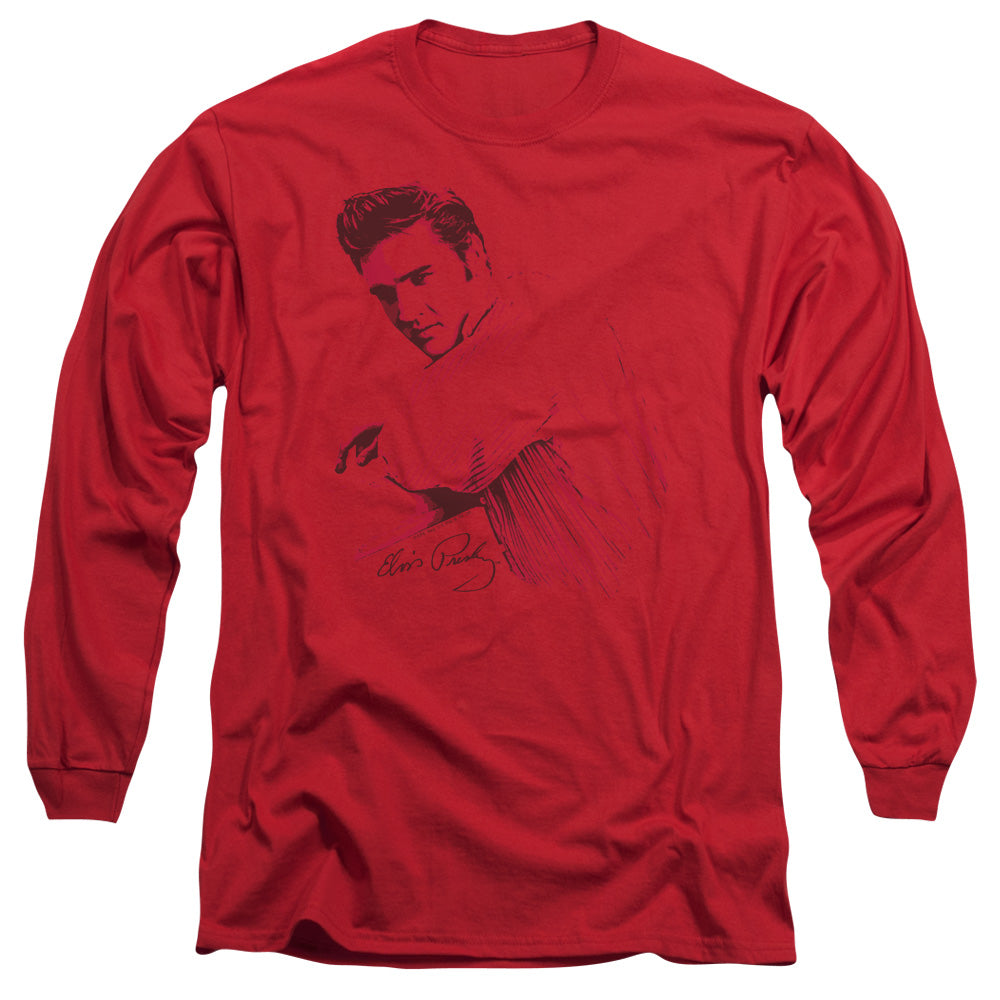 Elvis Presley - On The Range - Long Sleeve Adult 18/1 - Red T-shirt