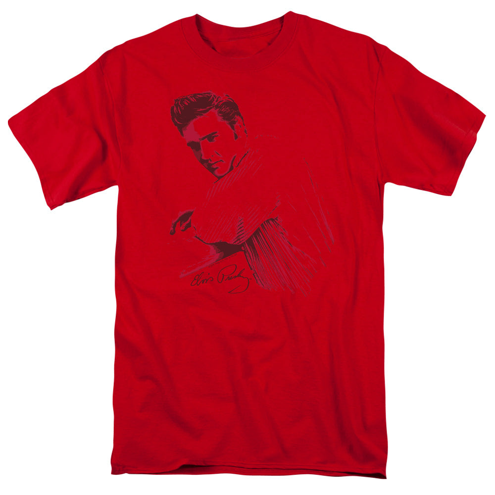 Elvis Presley - On The Range - Short Sleeve Adult 18/1 - Red T-shirt