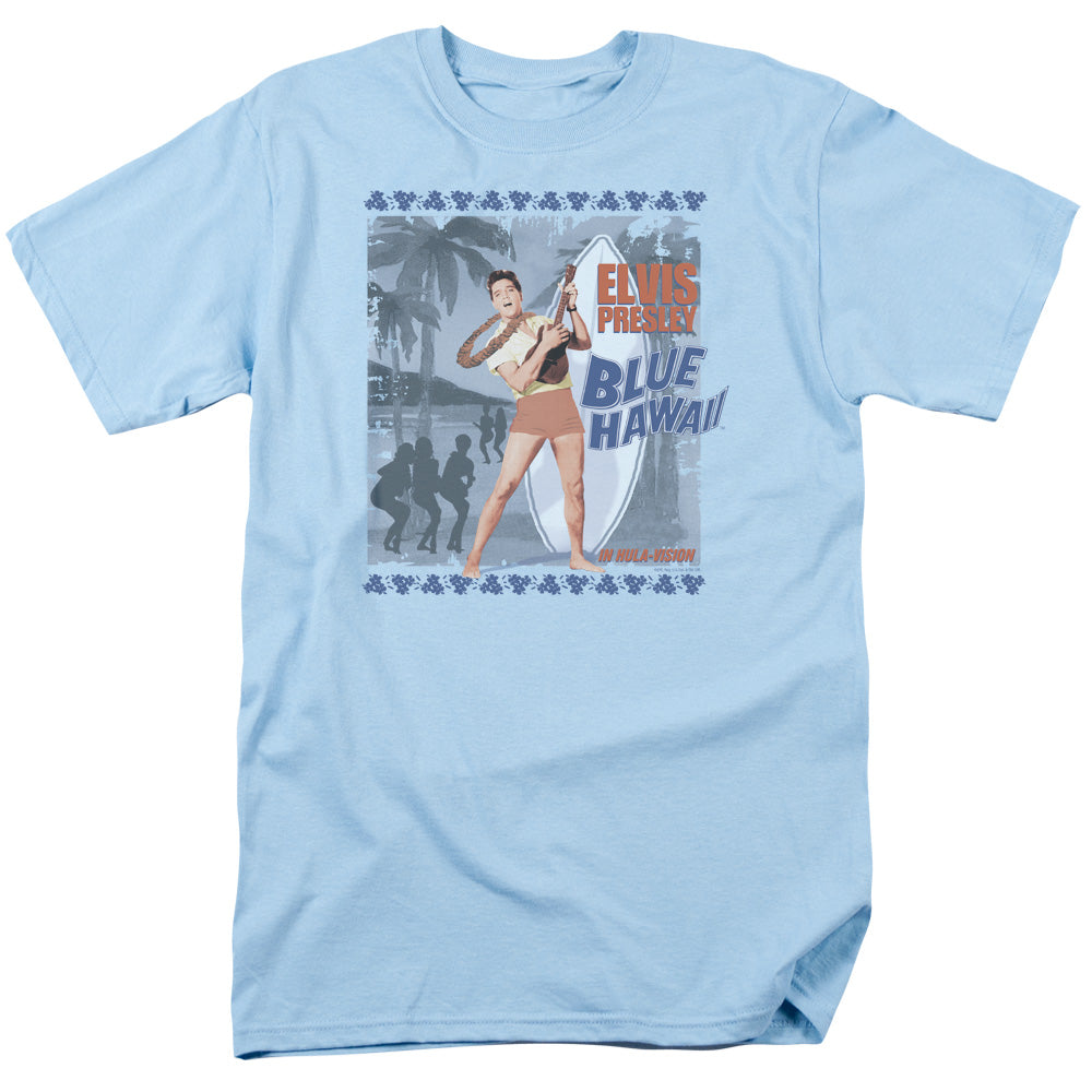 Elvis Presley - Blue Hawaii Poster - Short Sleeve Adult 18/1 - Light Blue T-shirt