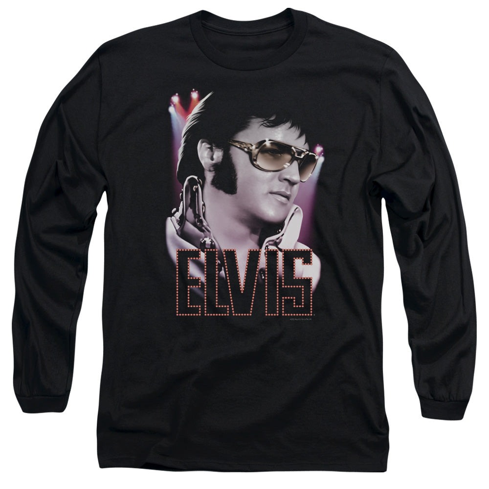 Elvis Presley - 70s Star - Long Sleeve Adult 18/1 - Black T-shirt