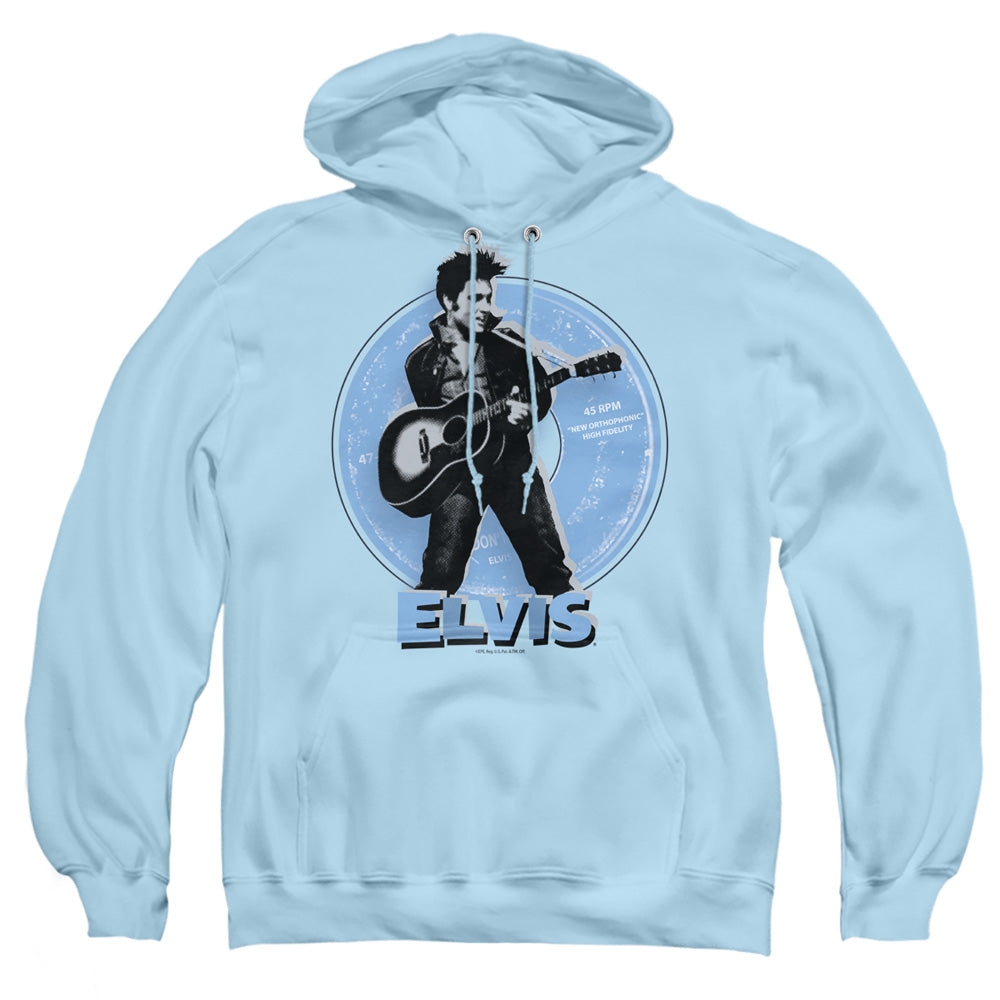 Elvis Presley - 45 Rpm - Adult Pull-over Hoodie - Light Blue