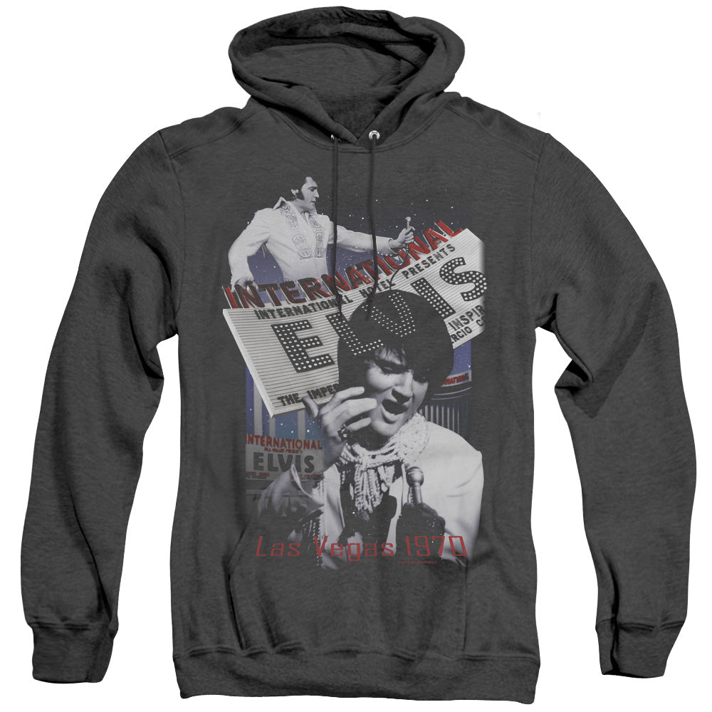 Elvis Presley - International Hotel - Adult Heather Hoodie - Black