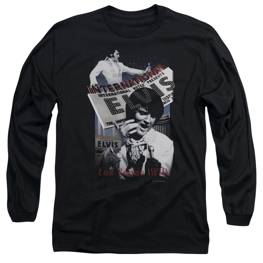 Elvis Presley - International Hotel - Long Sleeve Adult 18/1 - Black T-shirt