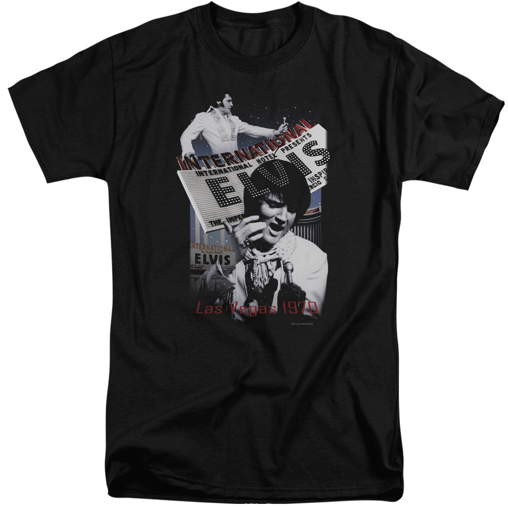Elvis Presley - International Hotel - Short Sleeve Adult Tall - Black T-shirt