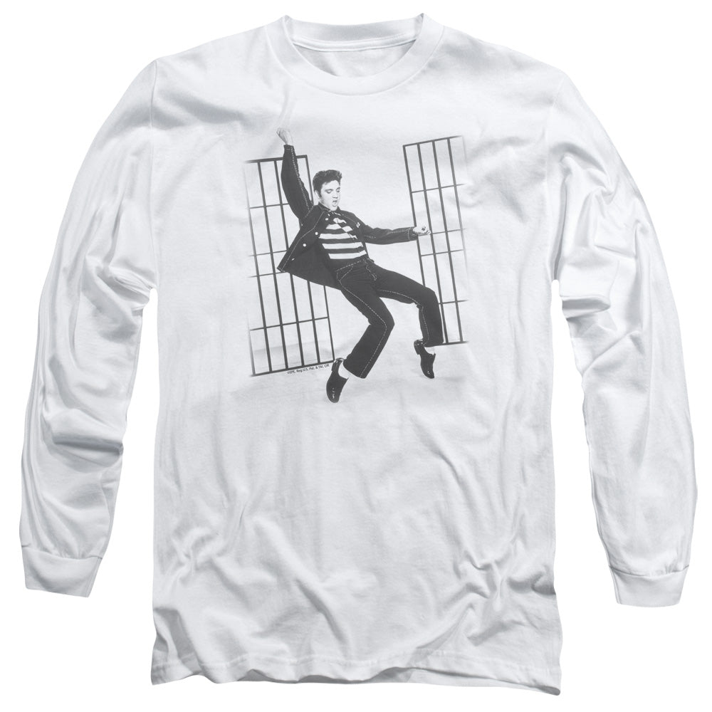 Elvis Presley - Jailhouse Rock - Long Sleeve Adult 18/1 - White T-shirt