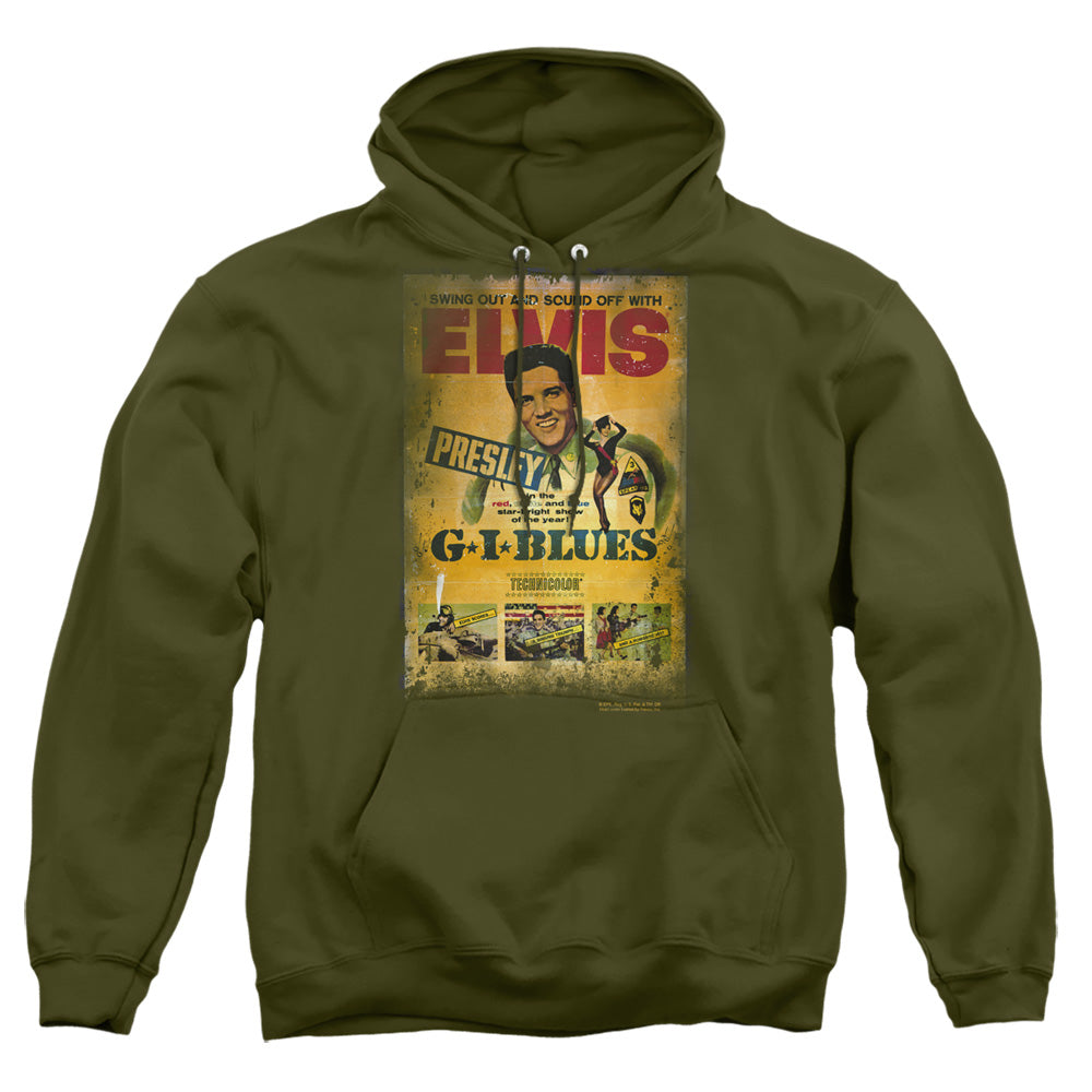 Elvis Presley - Gi Blues Poster - Adult Pull-over Hoodie - Military Green