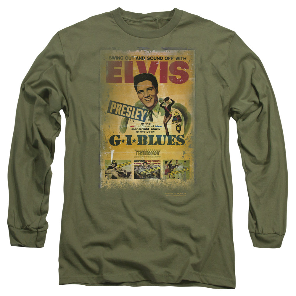 Elvis Presley - Gi Blues Poster - Long Sleeve Adult 18/1 - Military Green T-shirt